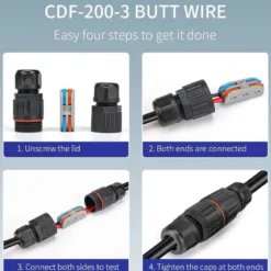 Conector I IP68, 80mm, Ø30mm, 2 cables 0.5-2.5mm2, 16A, conectores rápidos