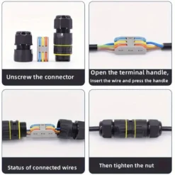 Conector I IP68, 80mm, Ø30mm, 3 cables 0.5-2.5mm2, 16A, conectores rápidos