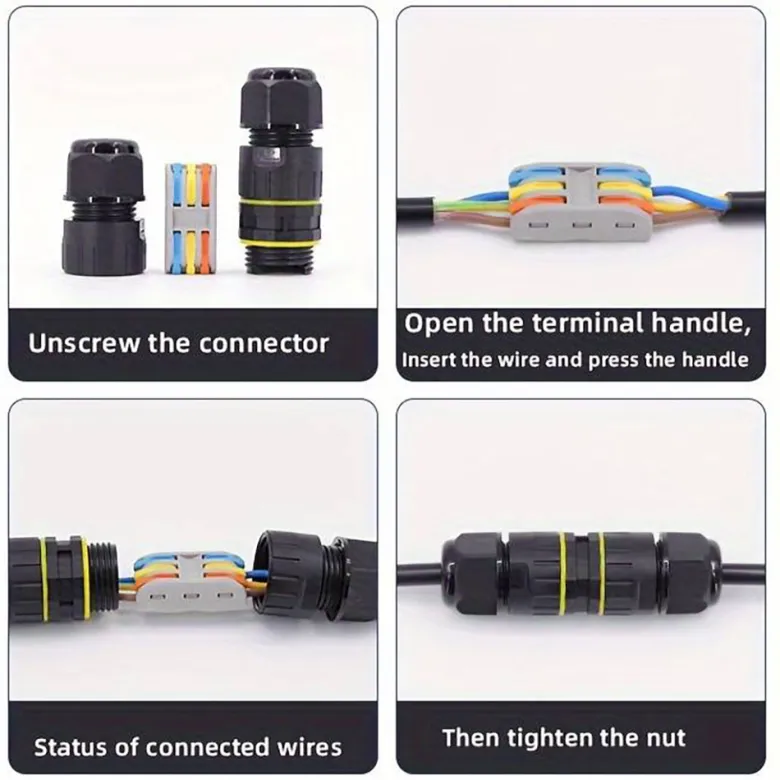 Conector I IP68, 80mm, Ø30mm, 3 cables 0.5-2.5mm2, 16A, conectores rápidos