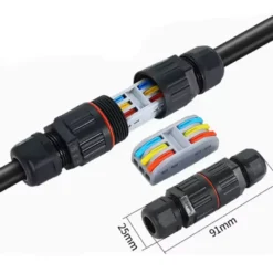 Conector I IP68, 80mm, Ø30mm, 3 cables 0.5-2.5mm2, 16A, conectores rápidos