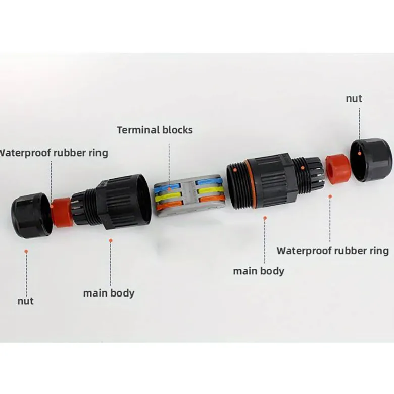 Conector I IP68, 80mm, Ø30mm, 3 cables 0.5-2.5mm2, 16A, conectores rápidos