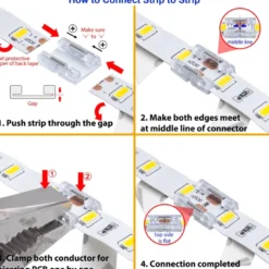Conector I transparente para unión de tiras LED COB + SMD - 10mm