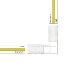 Conector L transparente para unión de tiras LED COB + SMD - 8mm