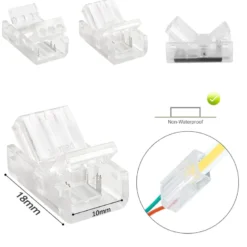 Conector Transparente cable 10cm para unión de tiras LED COB + SMD - 10mm