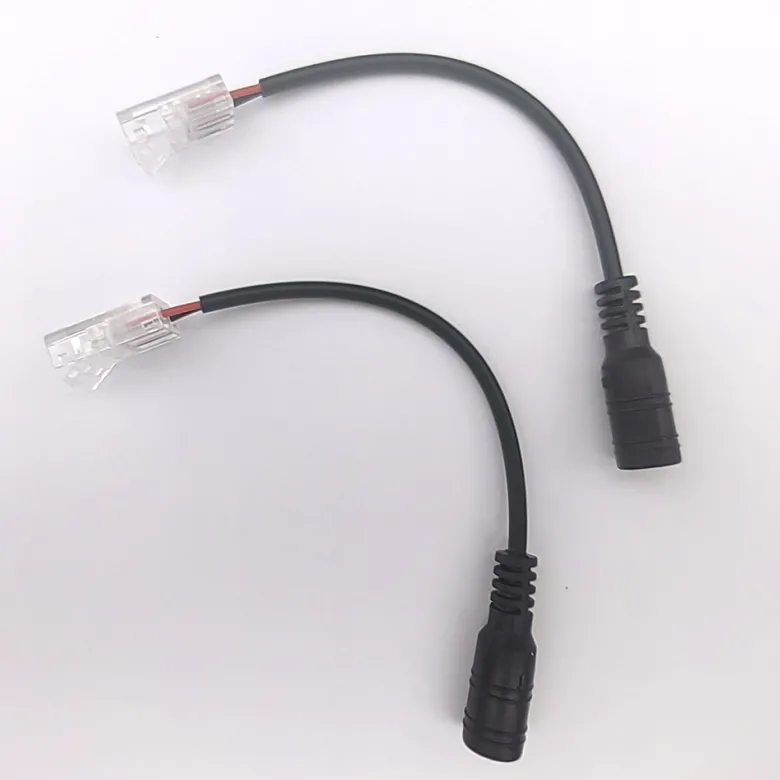 Conector Transparente con cable DC 15cm para tiras LED COB + SMD - 8mm