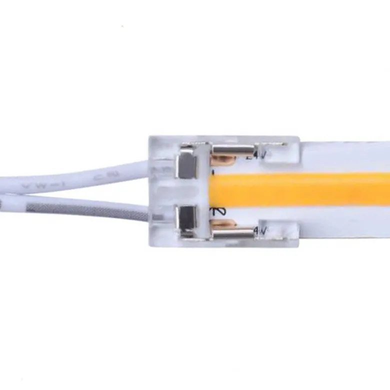 Conector Transparente con cable 15cm para tiras LED COB + SMD - 10mm