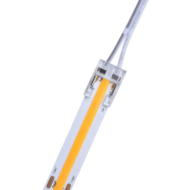 Conector Transparente con cable 15cm para tiras LED COB + SMD - 10mm