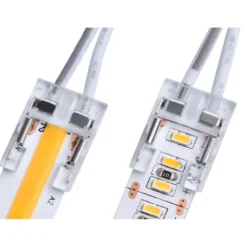 Conector Transparente con cable 15cm para tiras LED COB + SMD - 10mm