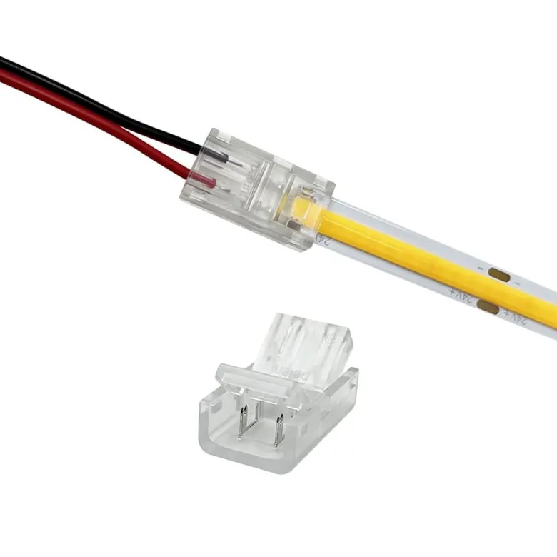 Conector Transparente para unión de tiras LED COB + SMD - 8mm