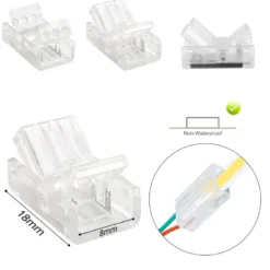 Conector Transparente para unión de tiras LED COB + SMD - 8mm