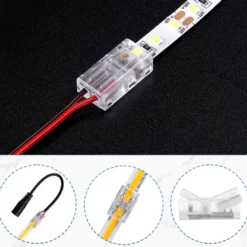 Conector Transparente para unión de tiras LED COB + SMD - 8mm
