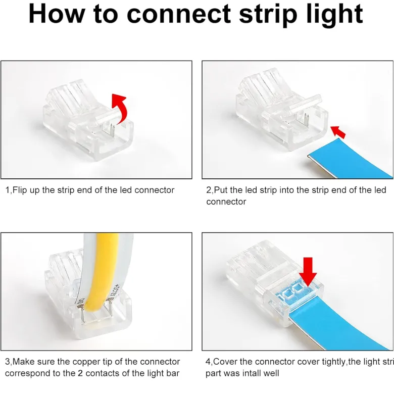 Conector Transparente para unión de tiras LED COB + SMD - 10mm