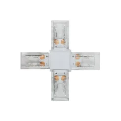 Conector X transparente para unión de tiras LED COB + SMD - 8mm