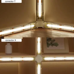 Conector X transparente para unión de tiras LED COB + SMD - 8mm