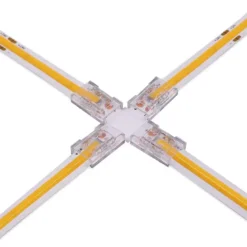 Conector X transparente para unión de tiras LED COB + SMD - 8mm