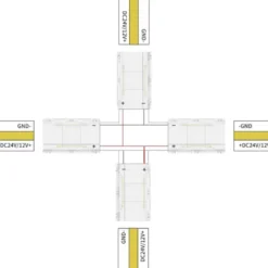 Conector X transparente para unión de tiras LED COB + SMD - 10mm