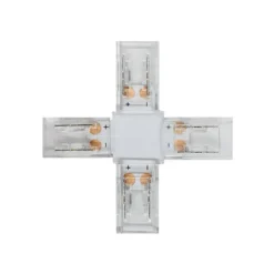 Conector X transparente para unión de tiras LED COB + SMD - 10mm