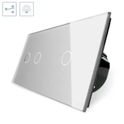 Conmutador 2 módulos táctil, 3 botones, frontal gris LIVOLO