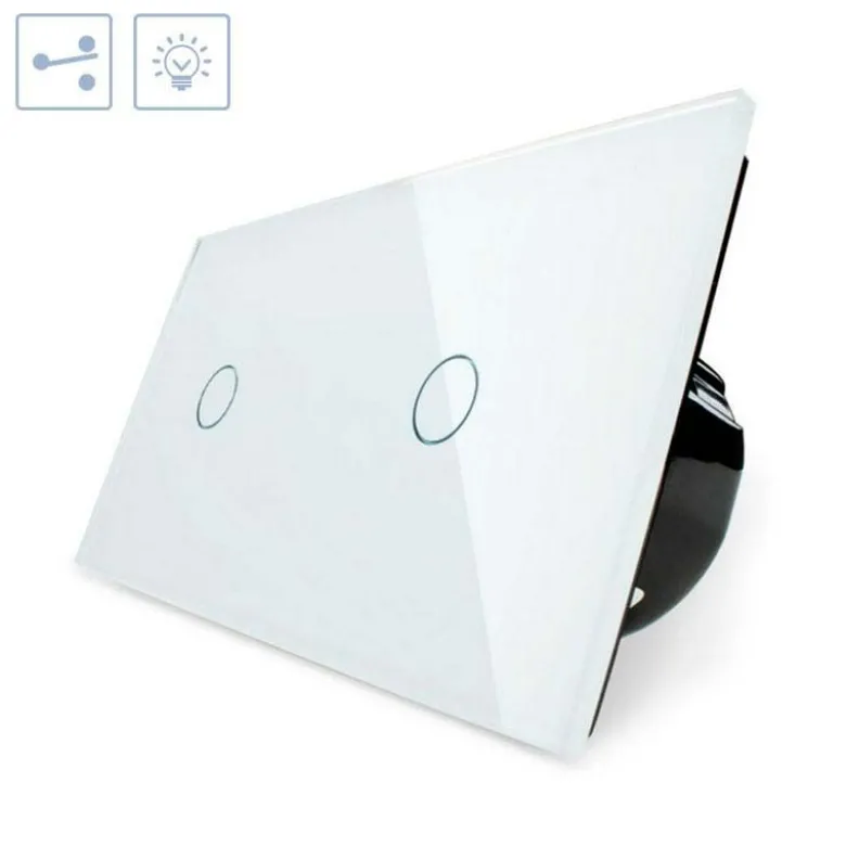 Conmutador táctil, 2 botones, frontal blanco LIVOLO