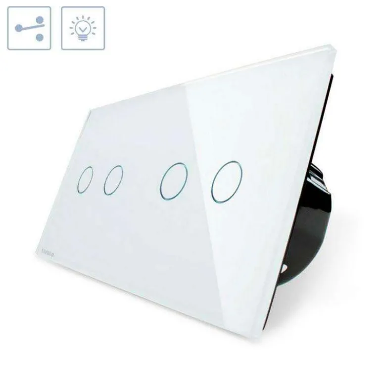 Conmutador táctil, 4 botones, frontal blanco LIVOLO