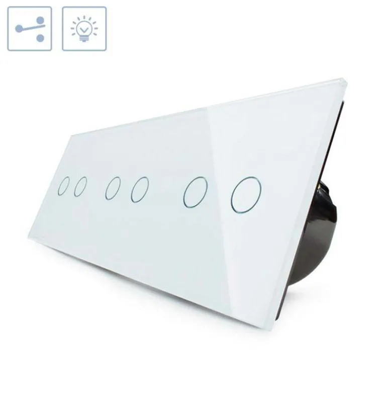 Conmutador táctil, 6 botones, frontal blanco LIVOLO