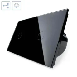 Conmutador táctil, 2 botones, frontal negro LIVOLO