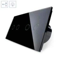 Conmutador táctil, 4 botones, frontal negro LIVOLO