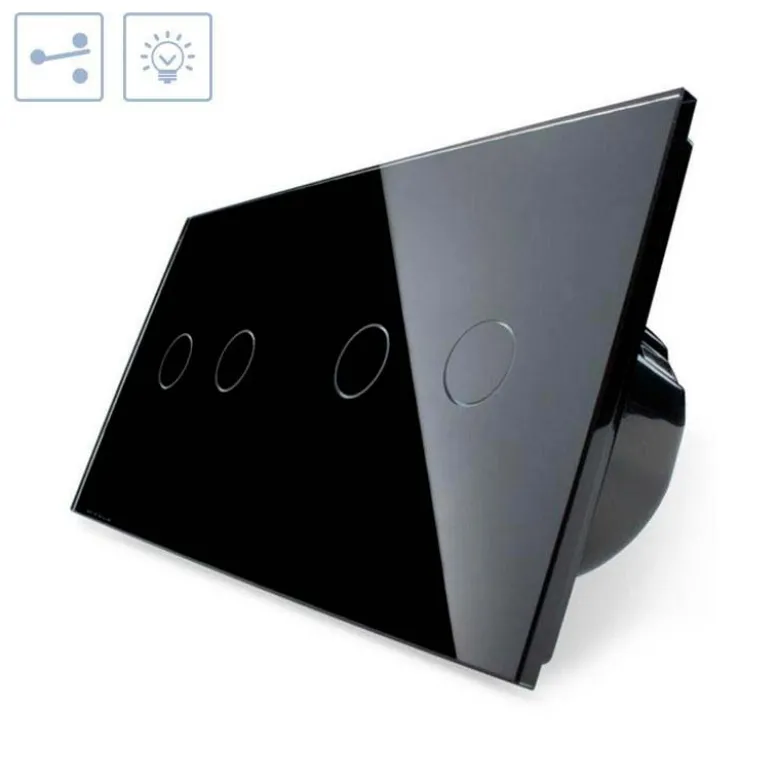 Conmutador táctil, 4 botones, frontal negro LIVOLO