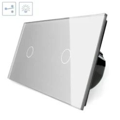 Conmutador táctil, 2 botones, frontal gris LIVOLO