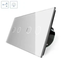 Conmutador táctil, 4 botones, frontal gris LIVOLO
