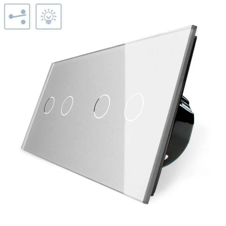 Conmutador táctil, 4 botones, frontal gris LIVOLO