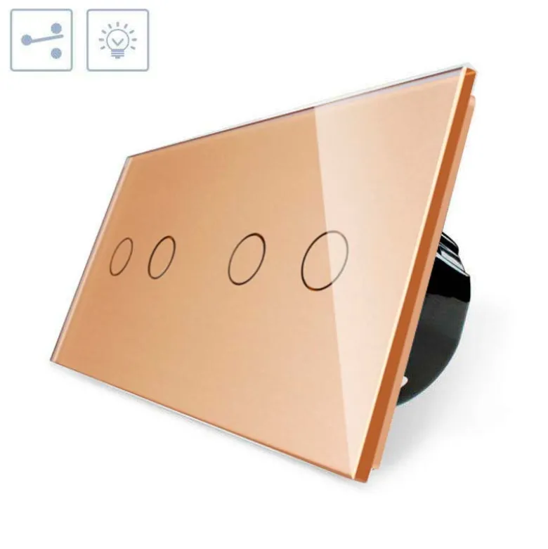 Conmutador táctil, 4 botones, frontal golden LIVOLO
