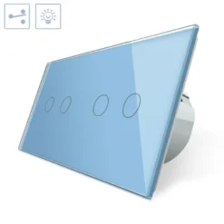 Conmutador táctil, 4 botones, frontal azul LIVOLO