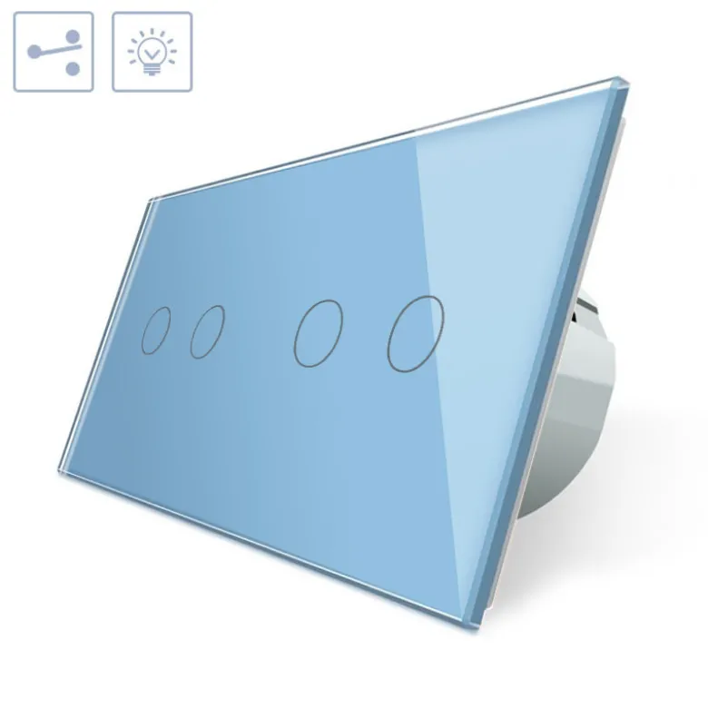 Conmutador táctil, 4 botones, frontal azul LIVOLO