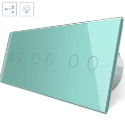 Conmutador táctil, 6 botones, frontal verde LIVOLO