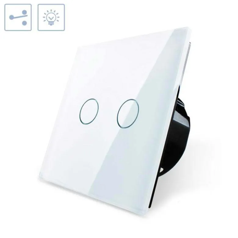 Conmutador táctil doble, frontal blanco LIVOLO