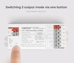 Controlador E3 - 2.4G RF, DC12-24V, 12A, 3 en 1 RGB+RGBW+RGBCCT