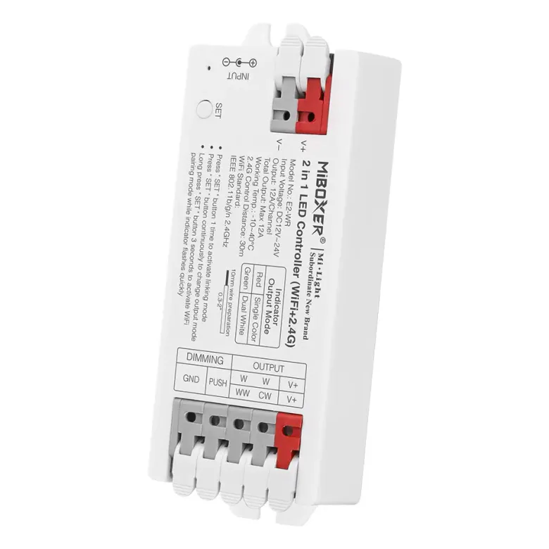 Controlador E2 - WiFi + 2.4G RF + Bluetooth, DC12-24V, 12A, 2 en 1, mono + CCT