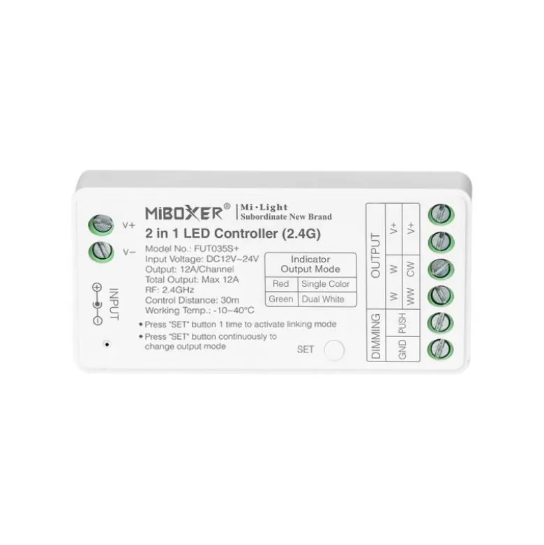 Controlador 2.4G RF, DC12-24V, 12A, 2 en 1 monocolor + CCT