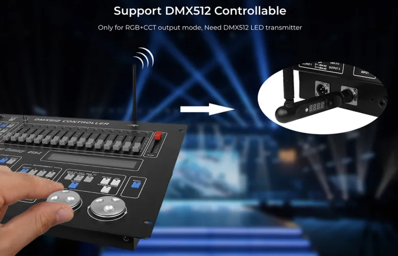 Controlador 2.4G RF, DC12-24V, 12A, 3 en 1 RGB+RGBW+RGBCCT