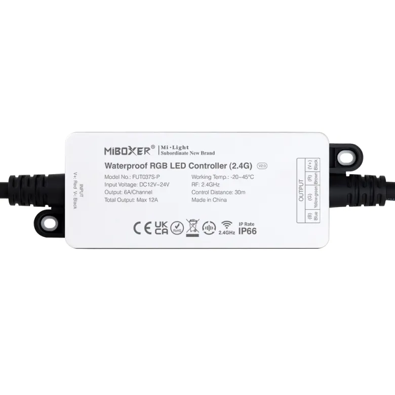 Controlador RGB 2.4G DC12-24V 12A, IP66