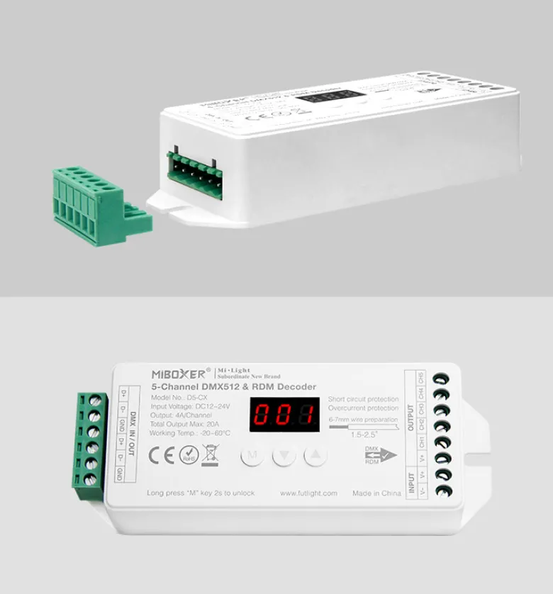 Decoder DMX512-RDM, RGB+CCT, 20A, 2.4Ghz RF
