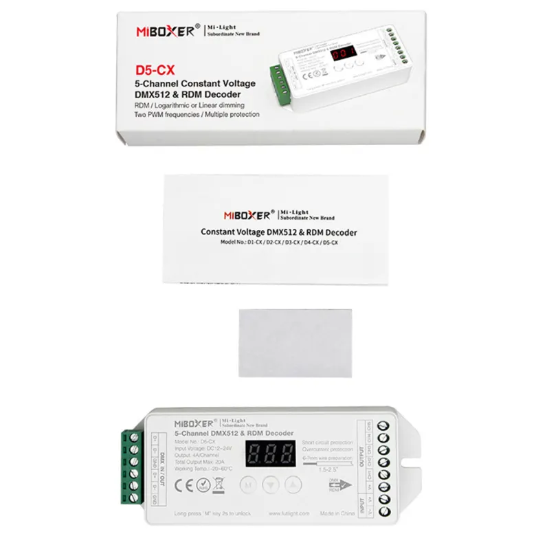 Decoder DMX512-RDM, RGB+CCT, 20A, 2.4Ghz RF