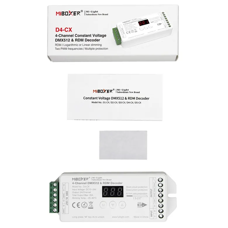 Decoder DMX512-RDM, RGBW, 20A, 2.4Ghz RF