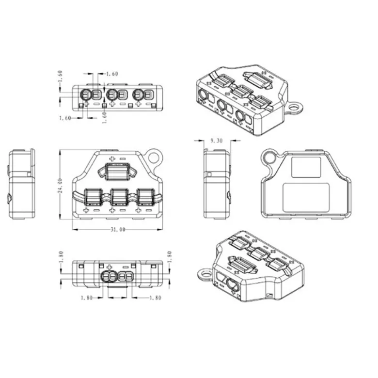 Distribuidor 1*2 a 3*2 cables 0-42V/9A