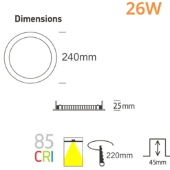 Downlight Led KRAMFOR 26W, OSRAM Chip, CCT ajustable