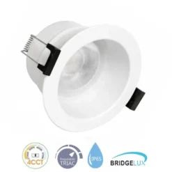 Downlight Led LUCERNA BRIDGELUX Chip, 8W, UGR 19, 36º, IP65, TRIAC, 4CCT, blanco