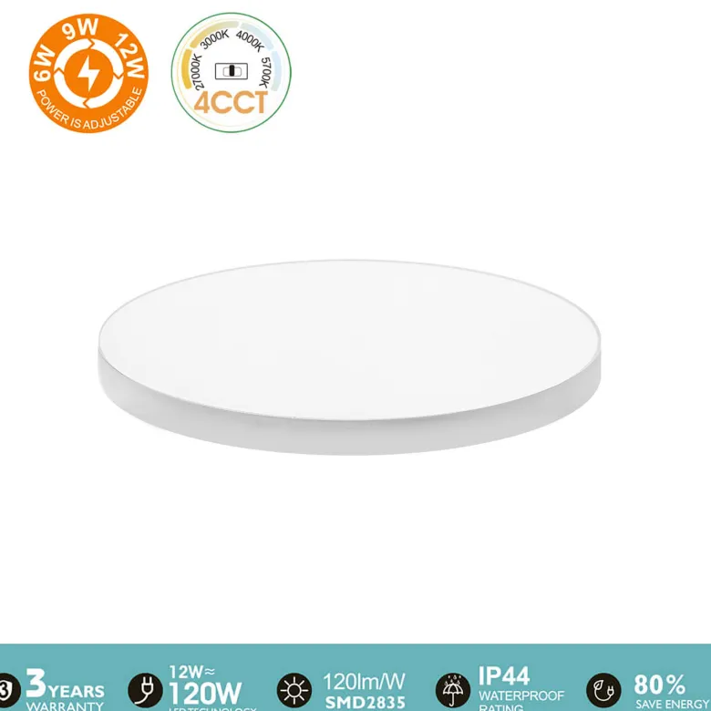 Downlight Led LUCERNA Frameless 6-9-12W, 4CCT, Ajustable 50-100mm, CRI92