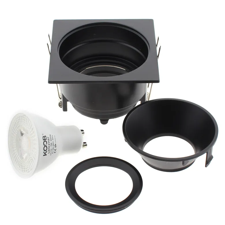 Downlight Led MOS UGR17 Square, 7W, negro/dorado