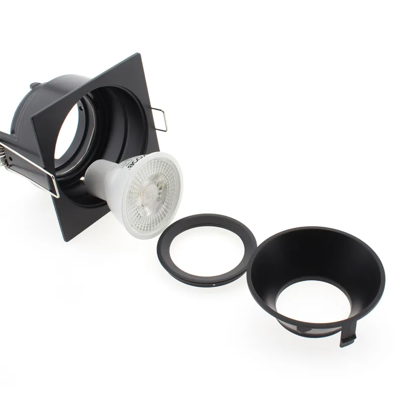 Downlight Led MOS UGR17 Square, 7W, negro/dorado